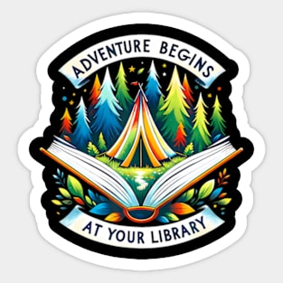 Adventure Begins At Your Library Reading Outdoor Activities Sticker